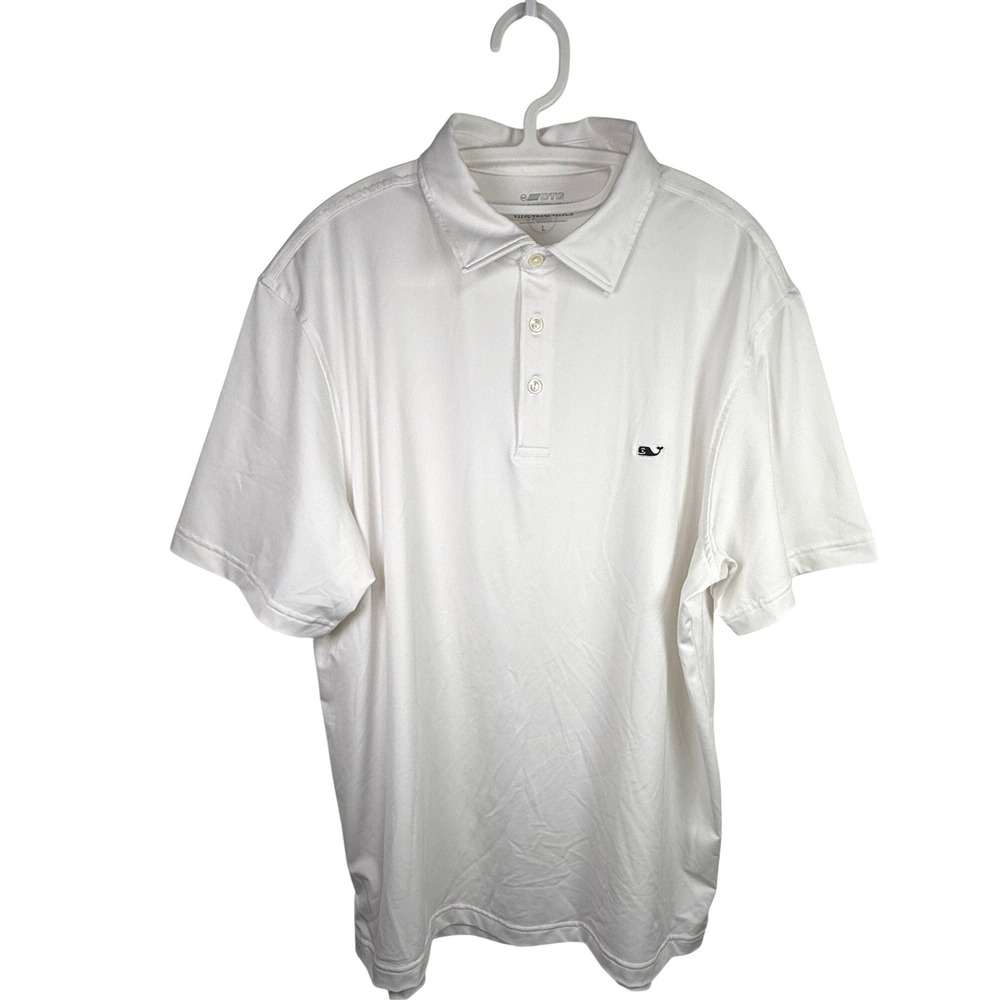 Vineyard Vines Mens On-The-Go Sankaty Polo Shirt White Stretch Golf Large L